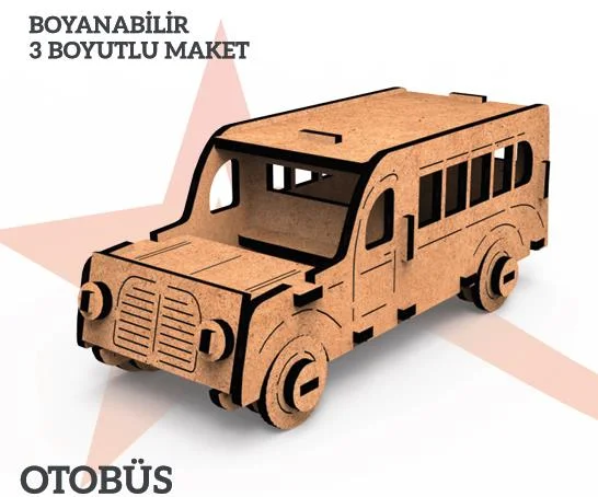 YILDIZLAR AHŞAP 3D AHŞAP BOYANABİLİR MAKET ARABA BYM-02