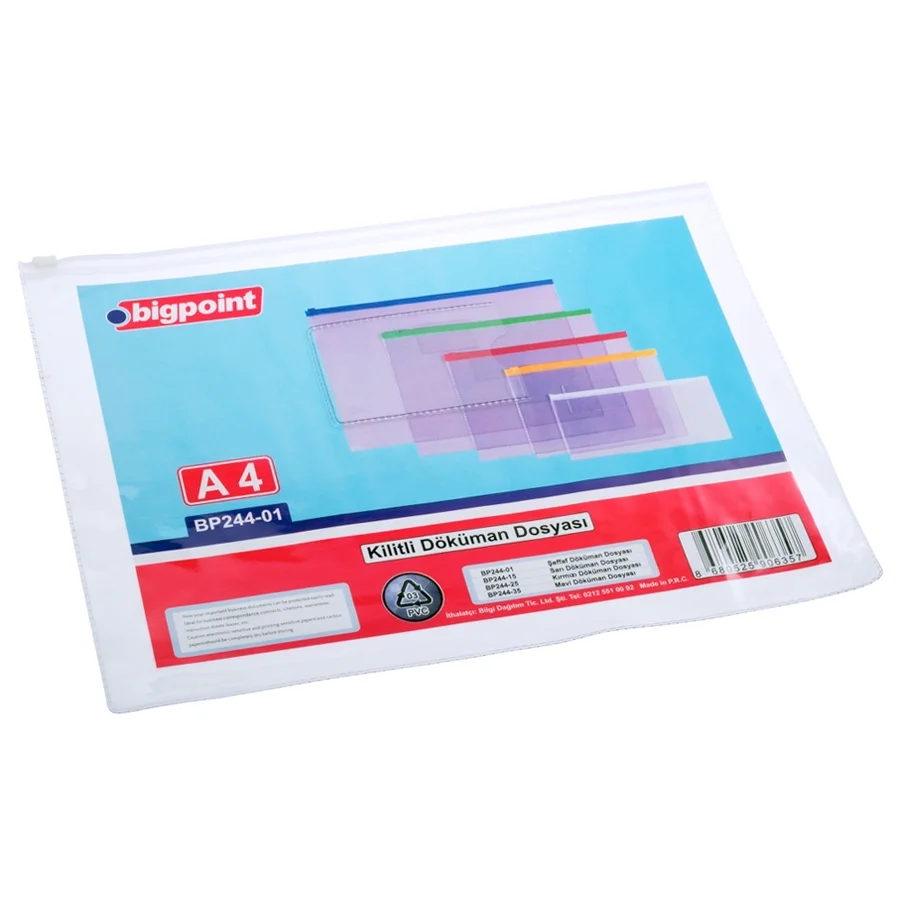 Bigpoint Kilitli Döküman Dosyası A4 PVC Beyaz