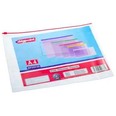 Bigpoint Kilitli Döküman Dosyası A4 PVC Kırmızı