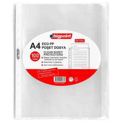 Bigpoint Poşet Dosya Eco 30 Mikron 100'lü Paket
