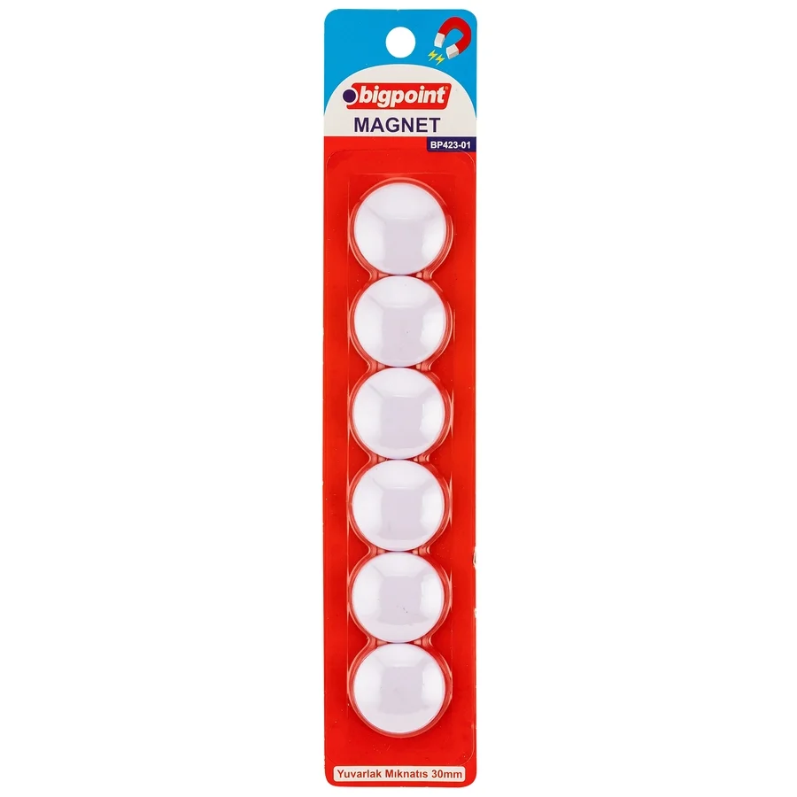 Bigpoint Magnet 30mm (Mıknatıs) Beyaz 6'lı Blister