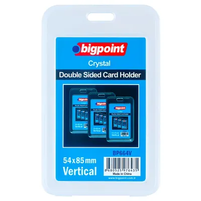 Bigpoint Çift Taraflı Kart Kabı Kristal Dikey Şeffaf 54x85mm