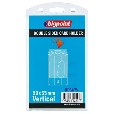 Bigpoint Çift Taraflı Kart Kabı Dikey Şeffaf 55x90mm