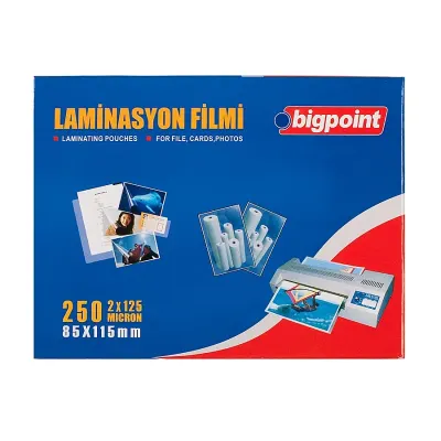 Bigpoint Laminasyon Filmi 85x115mm 125 Mikron 100'lü Kutu