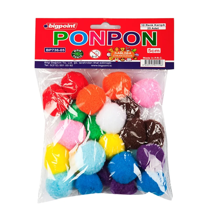 Bigpoint Ponpon 5 cm 10 Renk / 25'li Poşet