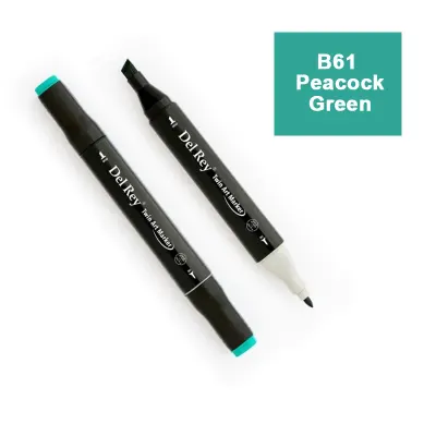 DEL REY TWIN MARKER BG61 PEACOCK GREEN ÇİFT UÇLU GRAFİK KALEMİ MN-DR061 (Best)