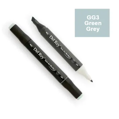 DEL REY TWIN MARKER GG3 GREEN GREY ÇİFT UÇLU GRAFİK KALEMİ MN-DRGG3 (Best)