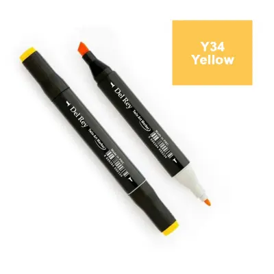 DEL REY TWIN MARKER Y34 YELLOW ÇİFT UÇLU GRAFİK KALEMİ  MN-DR034 (Best)