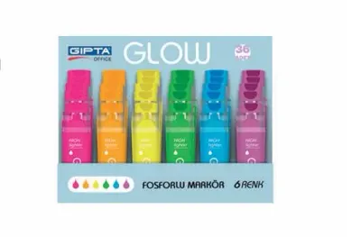 GIPTA FOSFORLU KALEM GLOW NEON 36 LI STAND F1578 (Best)
