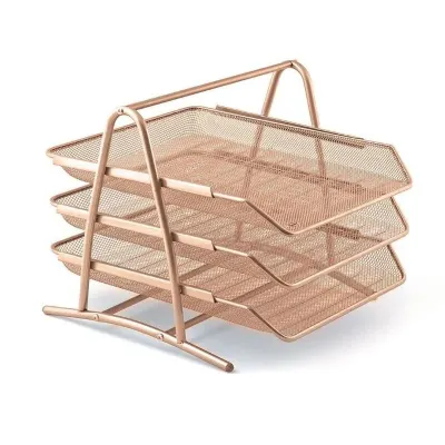 MAS 523 METAL FİLE 3 LÜ EVRAK RAFI ROSE GOLD (Best)