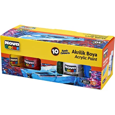 NOVA COLOR 10 RENK AKRİLİK BOYA ŞİŞE 30 ml NC-2002 (Best)