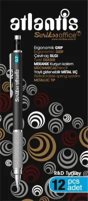 SCRIKSS OFFICE VERSATİL KALEM ATLANTİS 0.7 SİYAH 12 Lİ KUTU