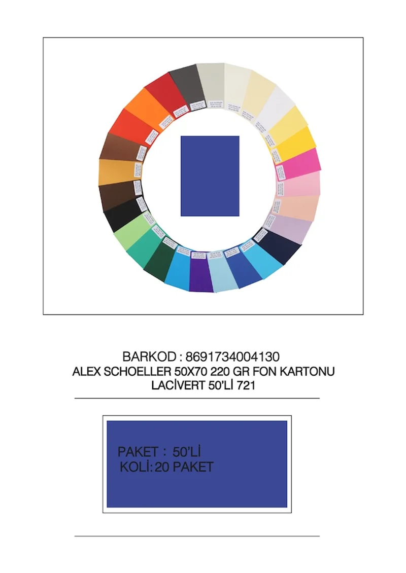 ALEX FON KARTONU 220GR 50X70 LACİVERT 50 Lİ 721