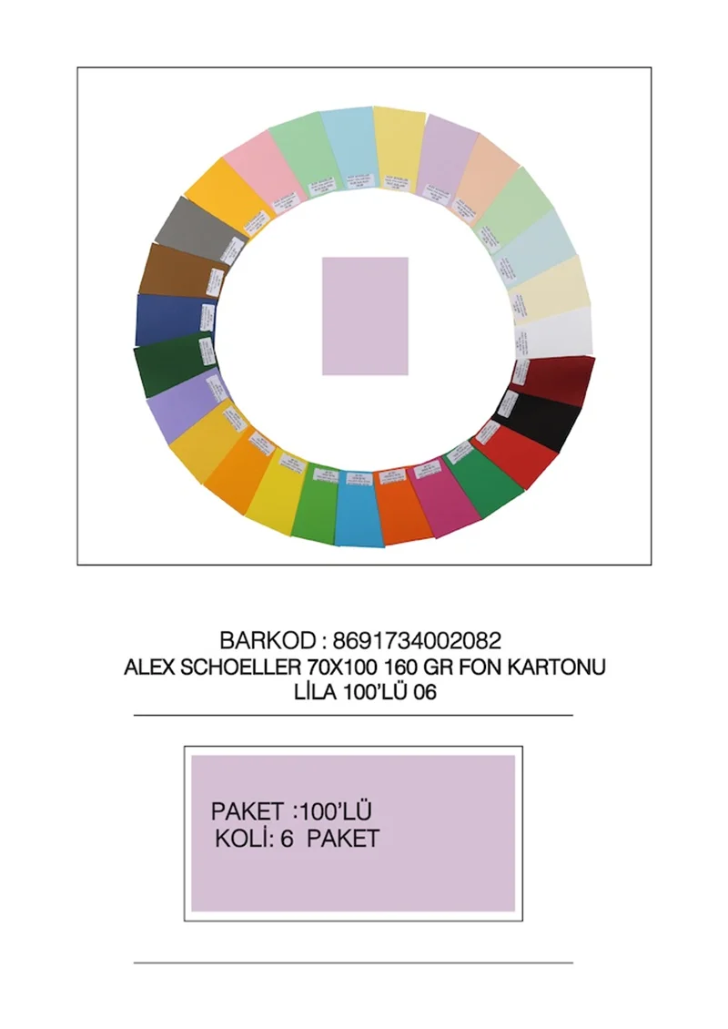 ALEX FON KARTONU 160GR 70X100 LİLA 100 LÜ 06