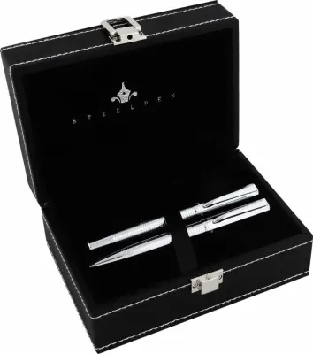 STEELPEN DOLMA KALEM+TÜKENMEZ KALEM SET ELITE SERİSİ KROM 5064