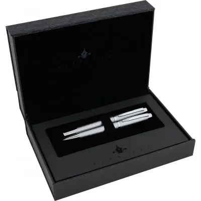 STEELPEN DOLMA KALEM+TÜKENMEZ KALEM SET WORLD SERİSİ MAT KROM 2711