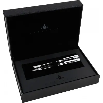 STEELPEN DOLMA KALEM+TÜKENMEZ KALEM SET SERRA SERİSİ SİYAH KROM 800-41