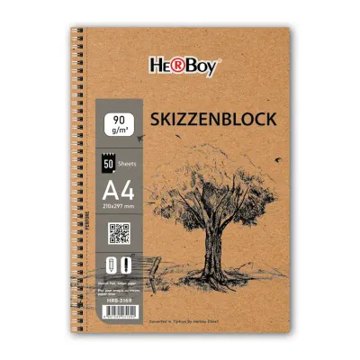HERBOY SKIZZENBLOCK A4 50.Lİ 90 GR KRAFT YAN SPİRALLİ BLOK  HRB-3169