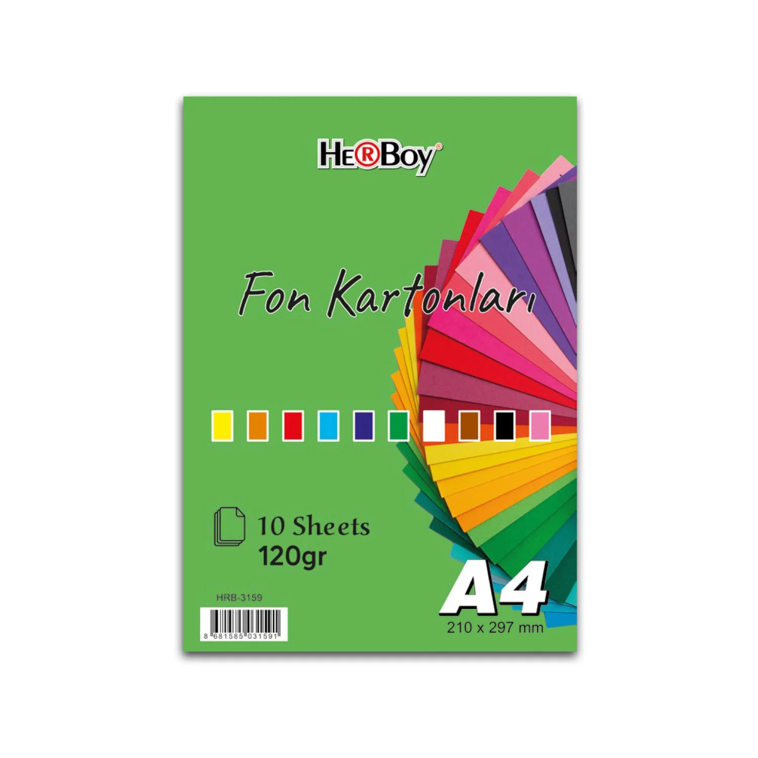 HERBOY FON KARTONU 120 GR A4 10 LU POŞET KARIŞIK  HRB-3159