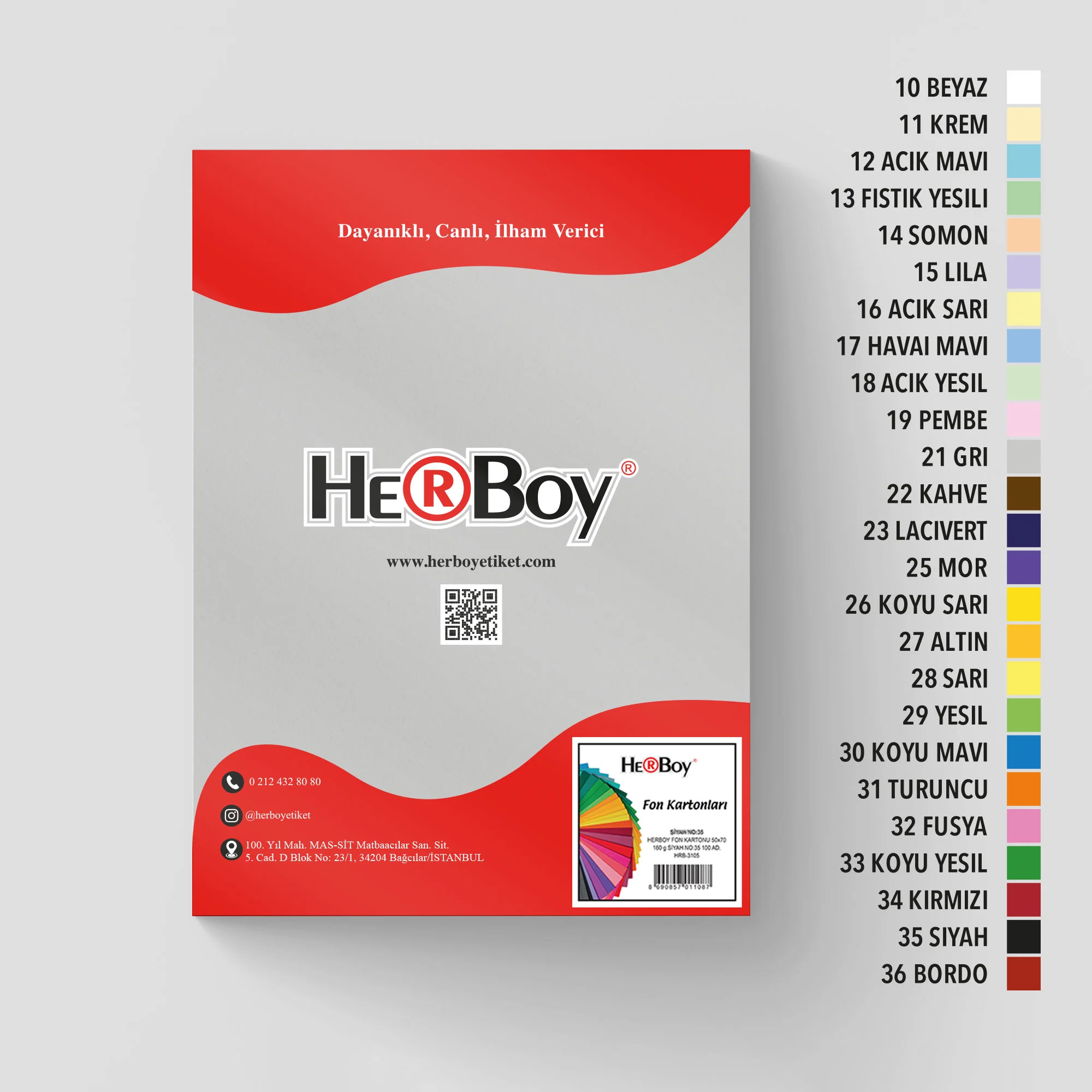 HERBOY FON KARTONU A4 160GR NO:21 GRİ HRB-3008