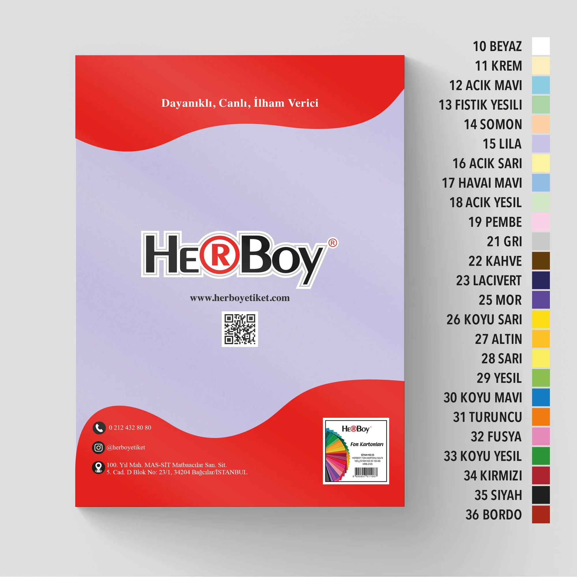 HERBOY FON KARTONU  35X50 160GR NO:15 LİLA  HRB-3056