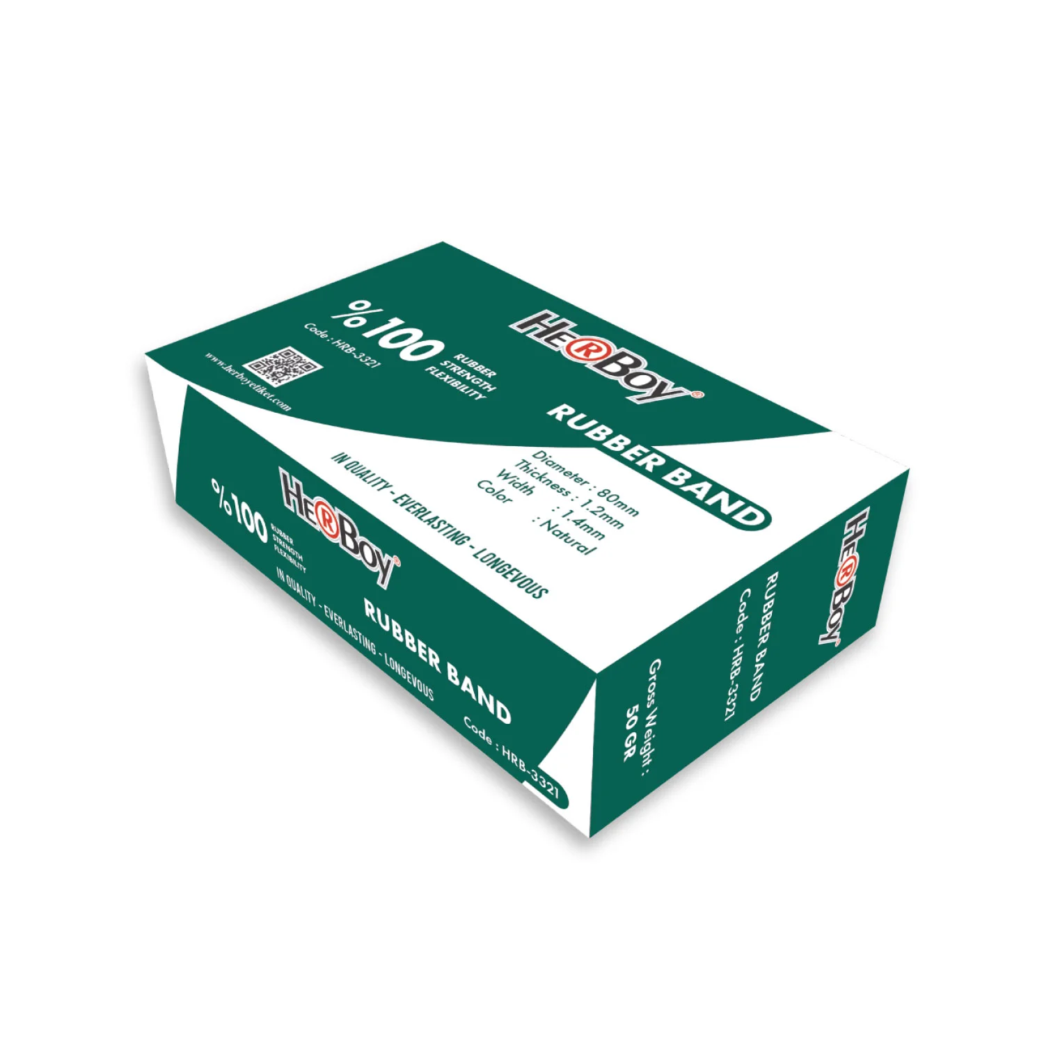 HERBOY MİNİ AMBALAJ LASTİĞİ %100 KAUÇUK 50 GR KUTU HRB-3321