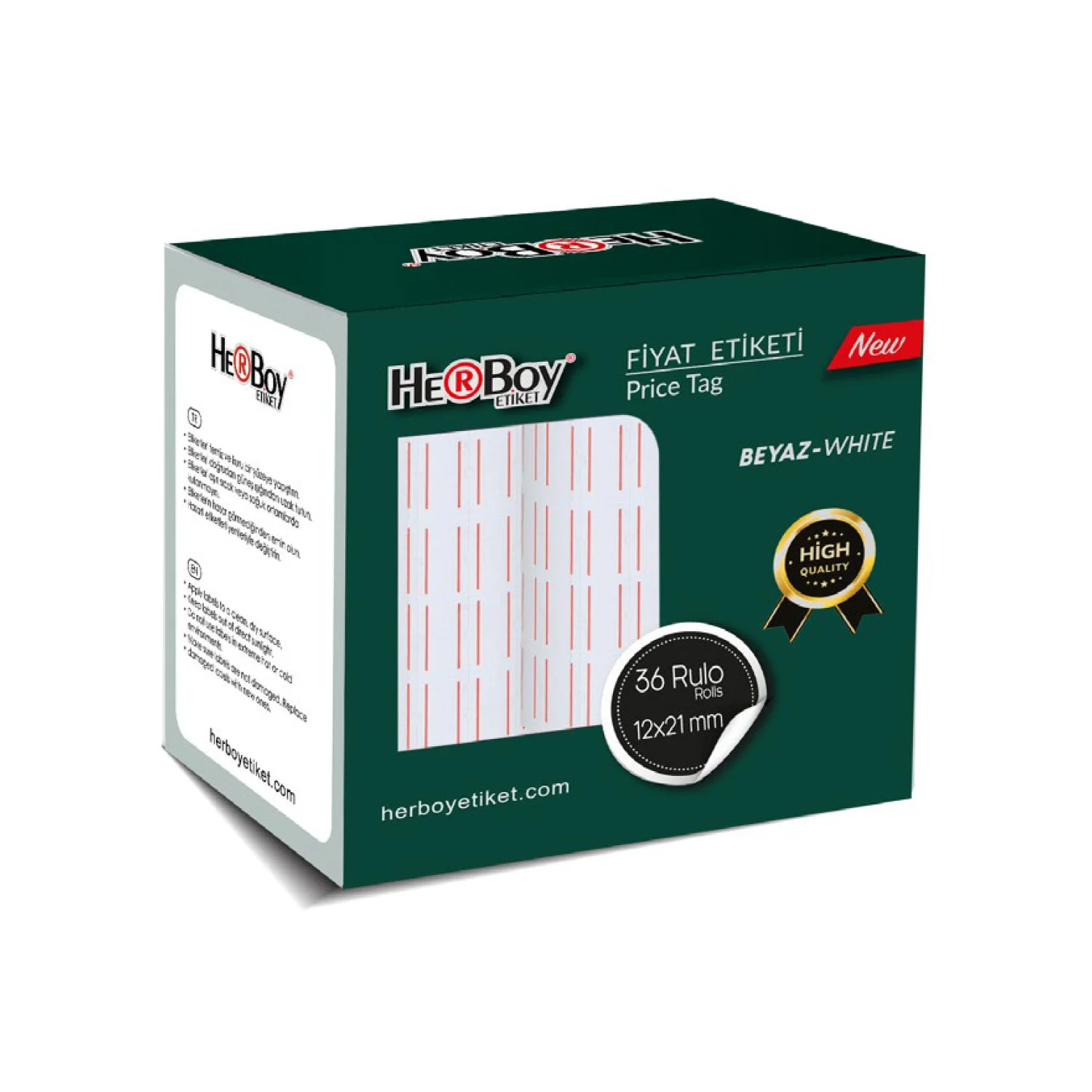 HERBOY HERBOY  BEYAZ FİYAT ETİKETİ 12X21- 36 AD.  HRB-136