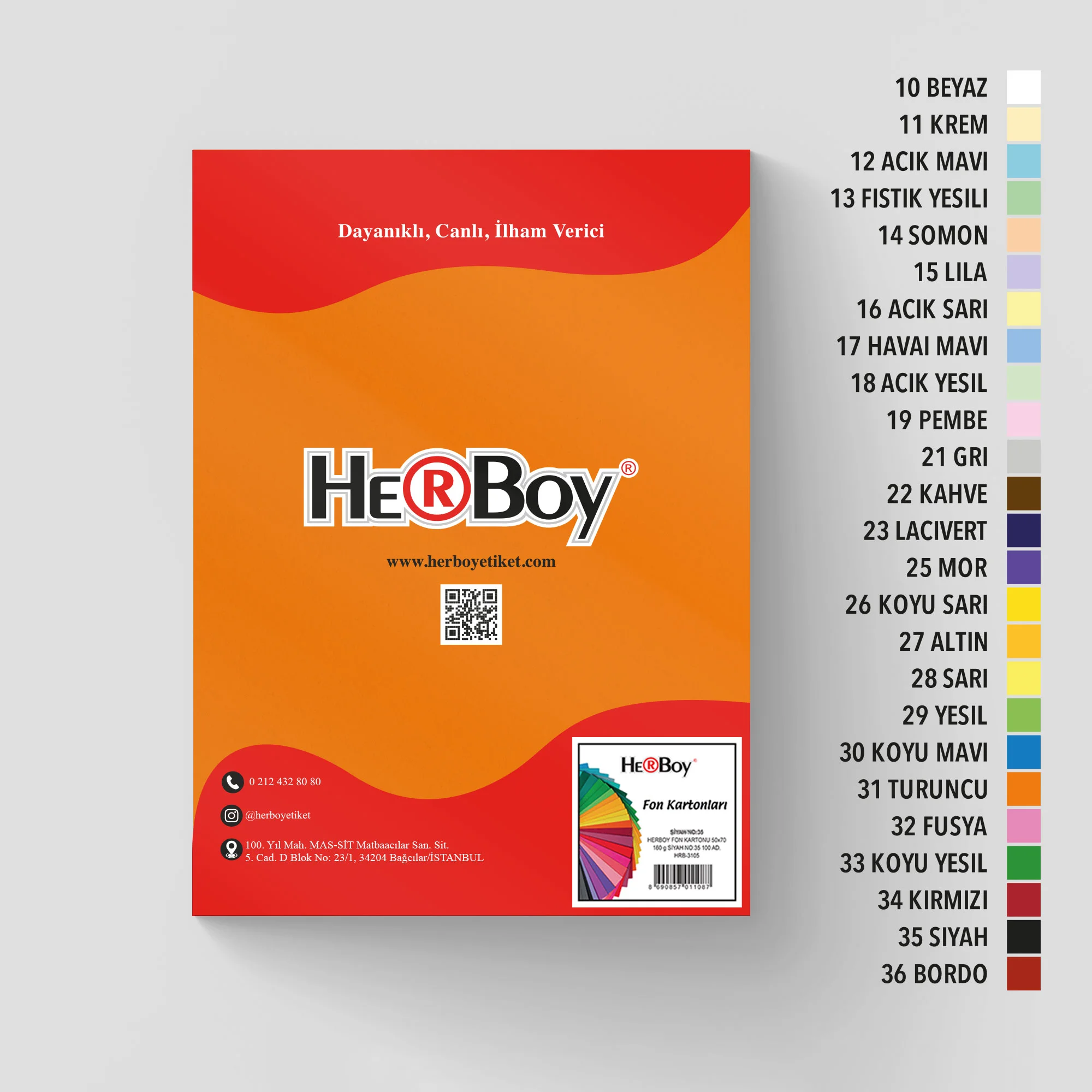 HERBOY FON KARTONU A4 160GR NO:31 TURUNCU HRB-3018