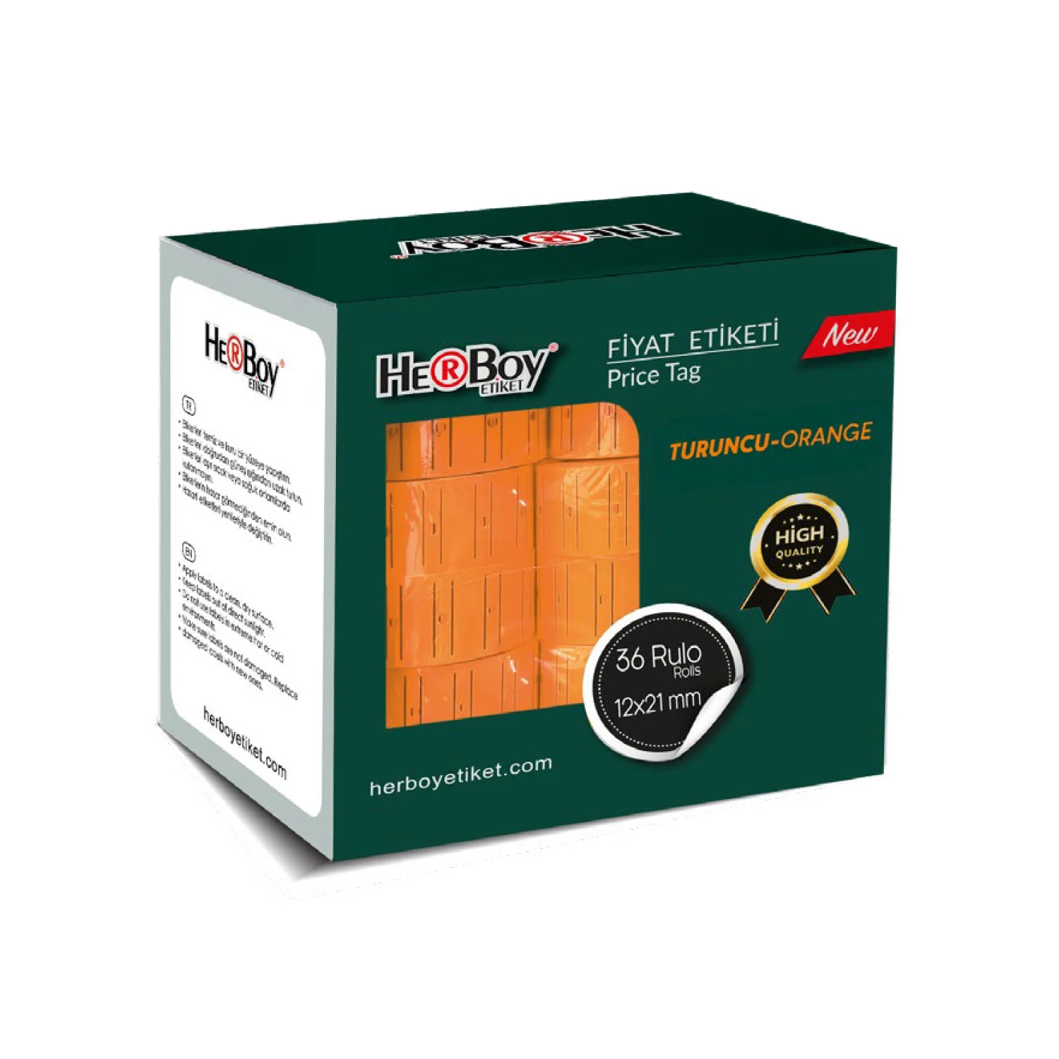 HERBOY HERBOY  TURUNCU FİYAT ETİKETİ 12X21- 36 AD.  HRB-139