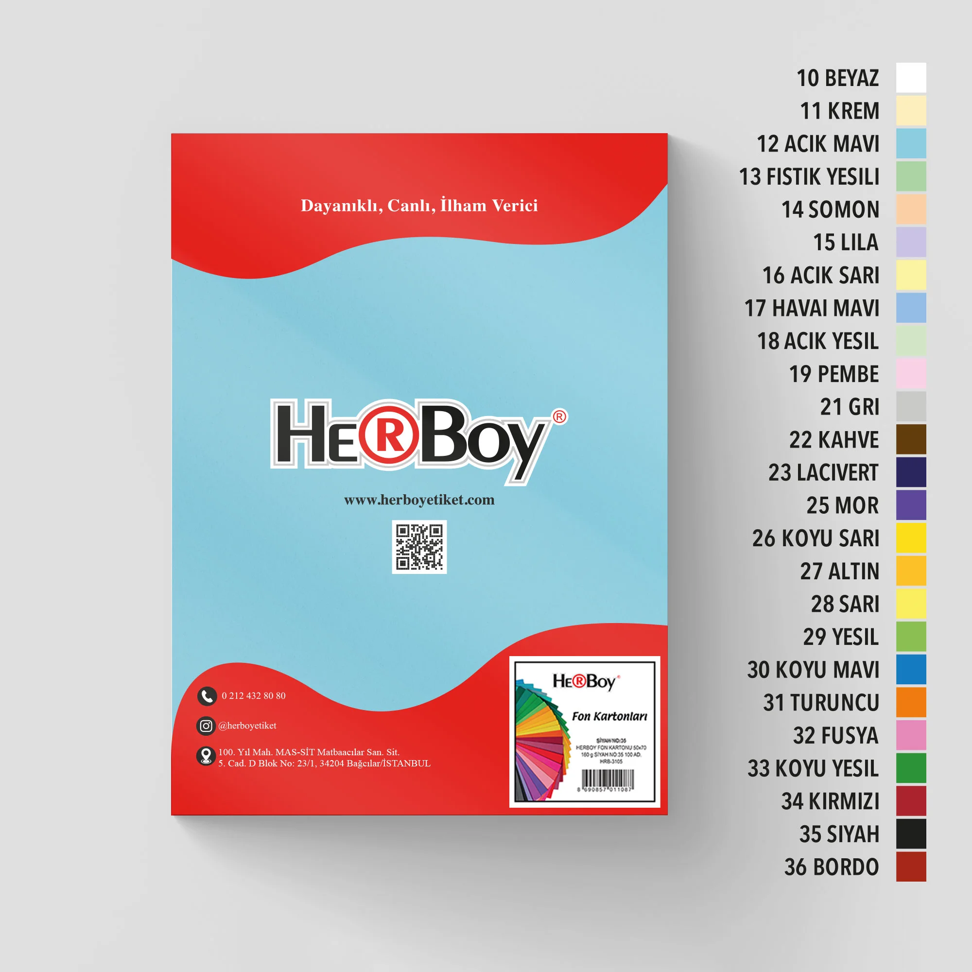 HERBOY FON KARTONU A4 160GR NO:12 AÇIK MAVİ HRB-2999