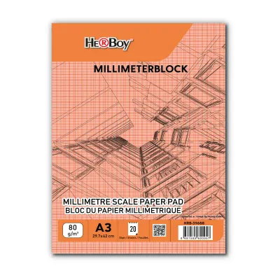 HERBOY MİLİMETRİK A3 20 YP KIRMIZI BLOK 80G  HRB-39688