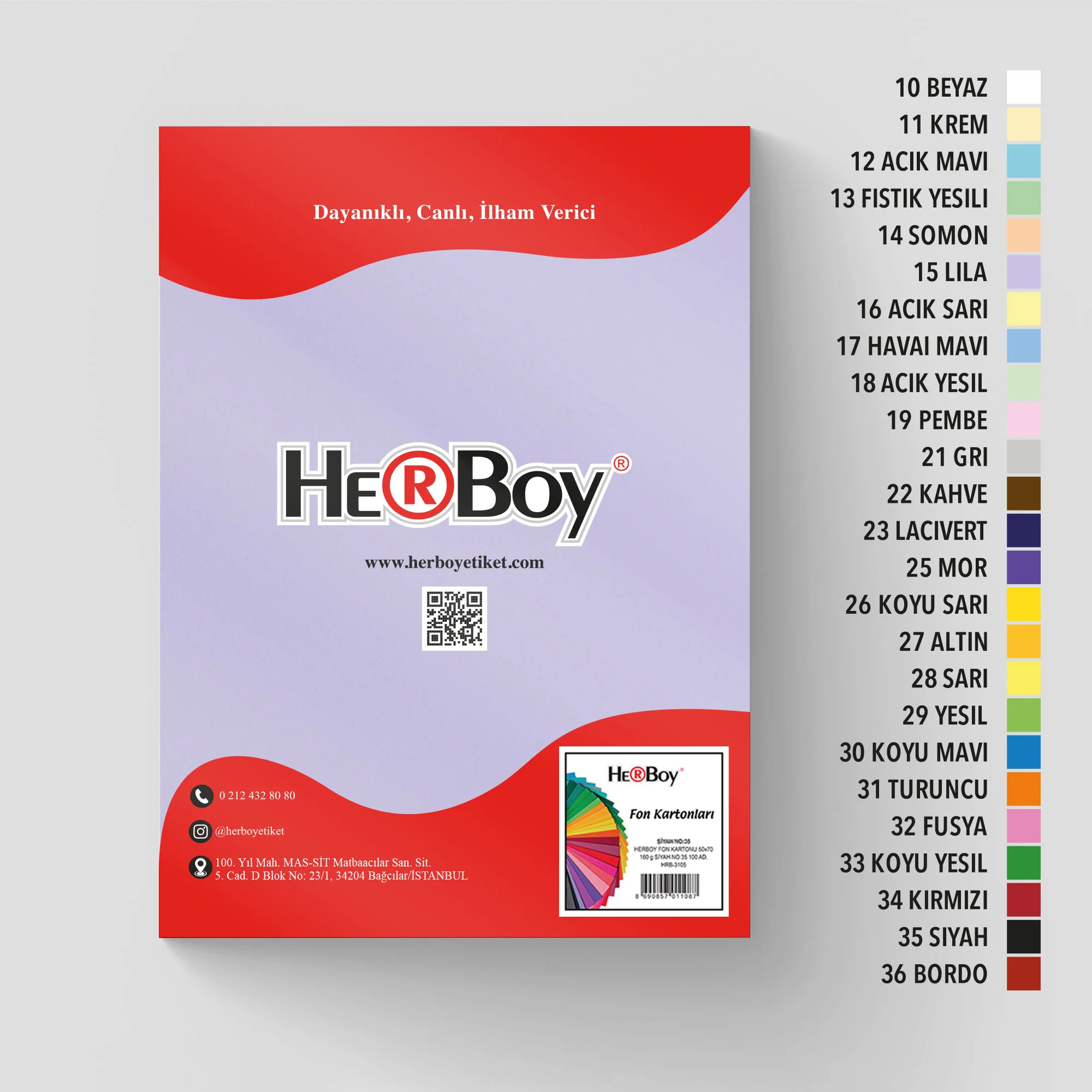 HERBOY FON KARTONU 25X35 160GR NO:15 LİLA  HRB-3725