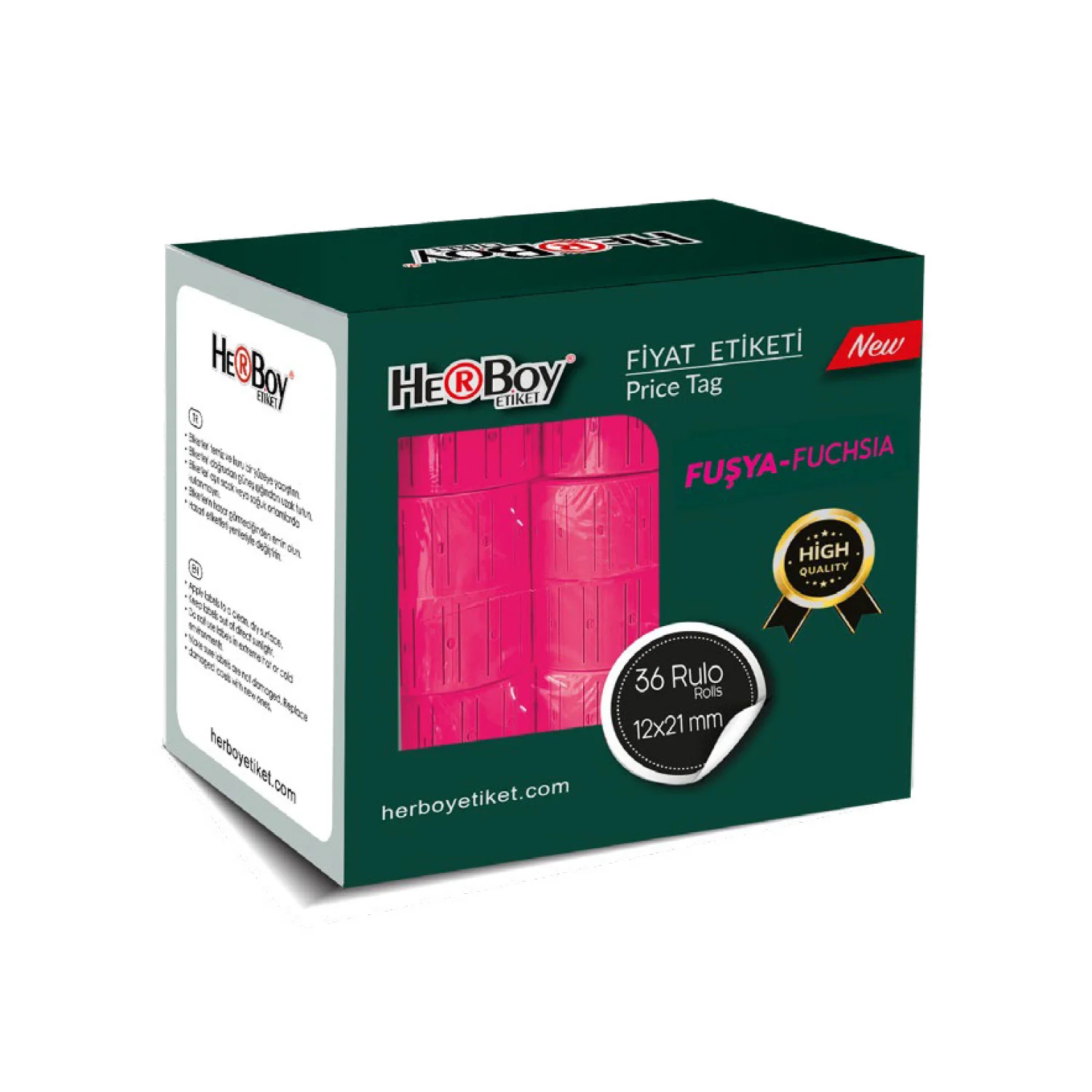 HERBOY HERBOY  PEMBE FİYAT ETİKETİ 12X21- 36 AD.  HRB-138