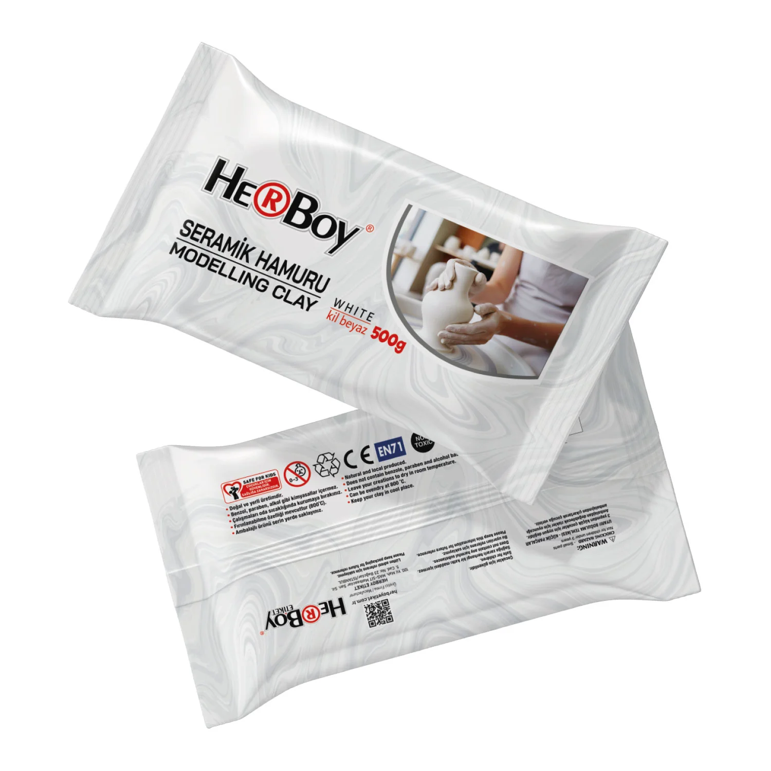 HERBOY SERAMİK HAMURU BEYAZ 500GR  HRB-3503