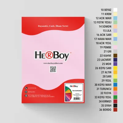 HERBOY FON KARTONU A4 160GR NO:19 PEMBE HRB-3006