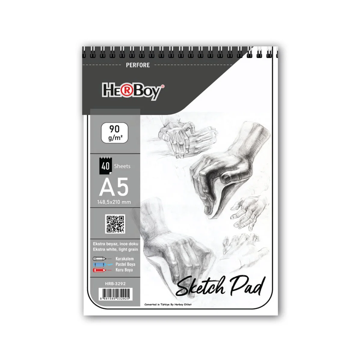 HERBOY SPİRALLİ SKETCHPAD A5 90 GR 40.LI HRB-0057  HRB-3292