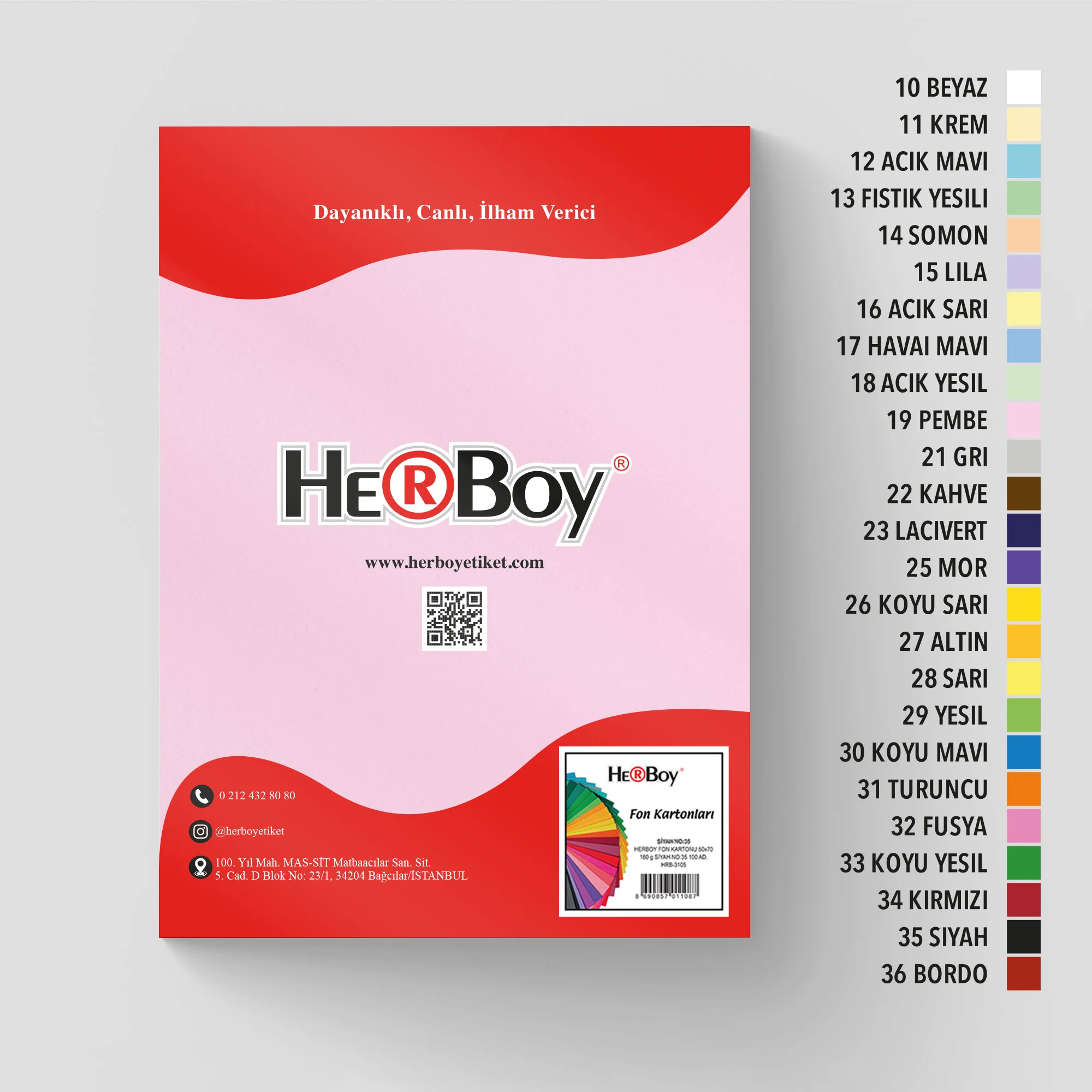 HERBOY FON KARTONU 25X35 160GR NO:19 PEMBE HRB-3729