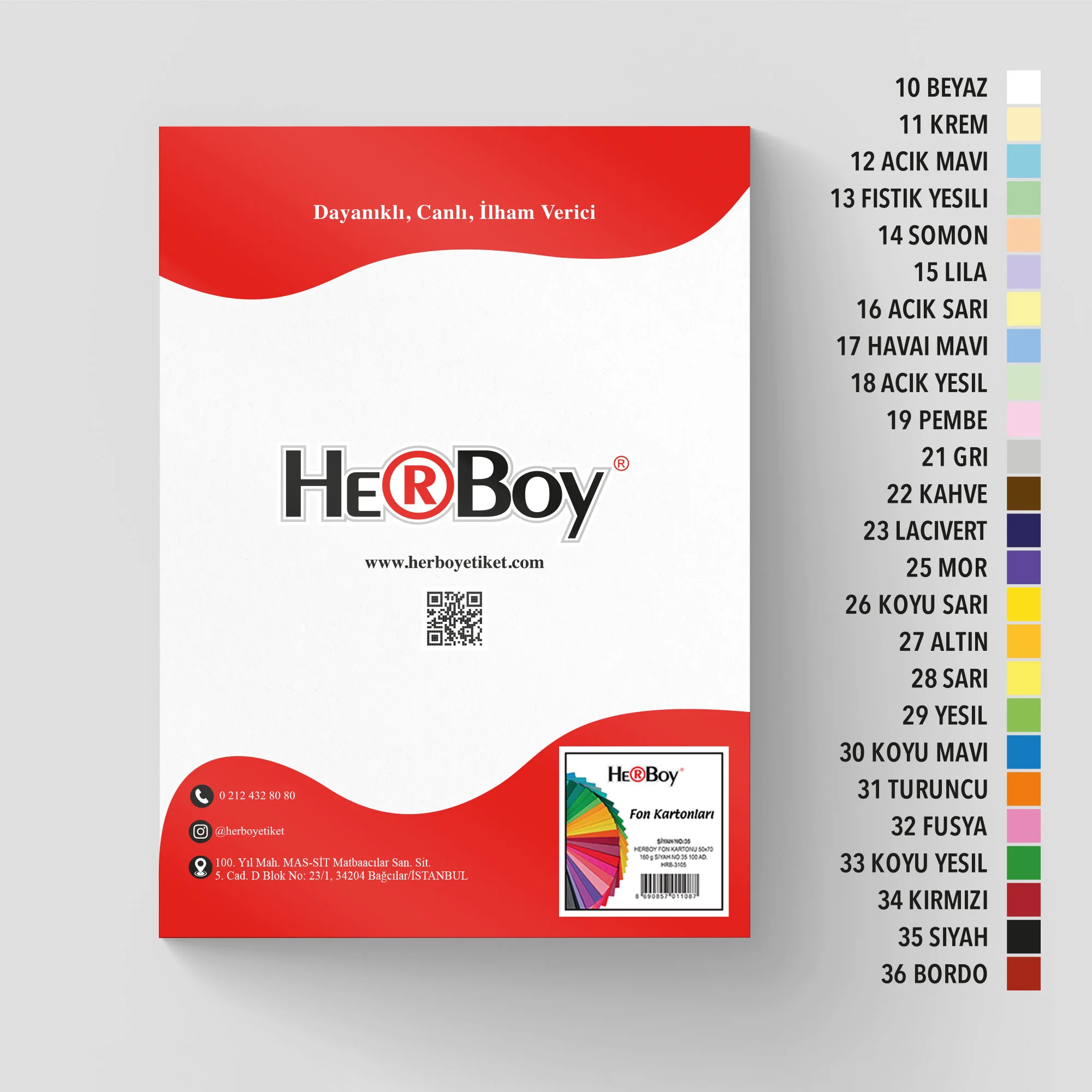 HERBOY FON KARTONU 25X35 160GR NO:10 BEYAZ HRB-3720