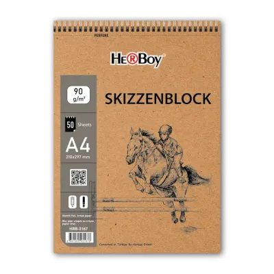 HERBOY SKIZZENBLOCK A4 50.Lİ 90 GR KRAFT DİK SPİRALLİ BLOK HRB-3167
