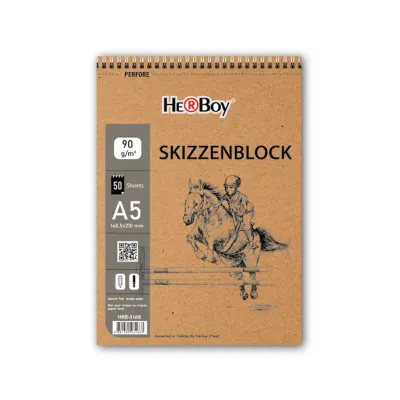 HERBOY SKIZZENBLOCK A5 50'Lİ 90 GR KRAFT DİK SPİRALLİ BLOK  HRB-3168