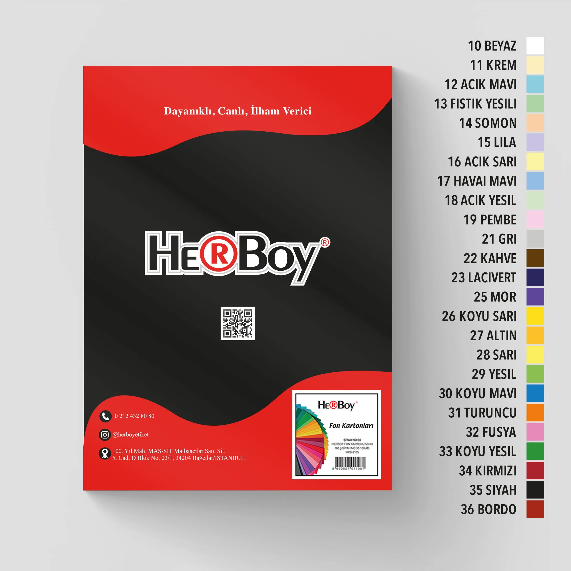 HERBOY FON KARTONU 25X35 160GR NO:35 SİYAH HRB-3745