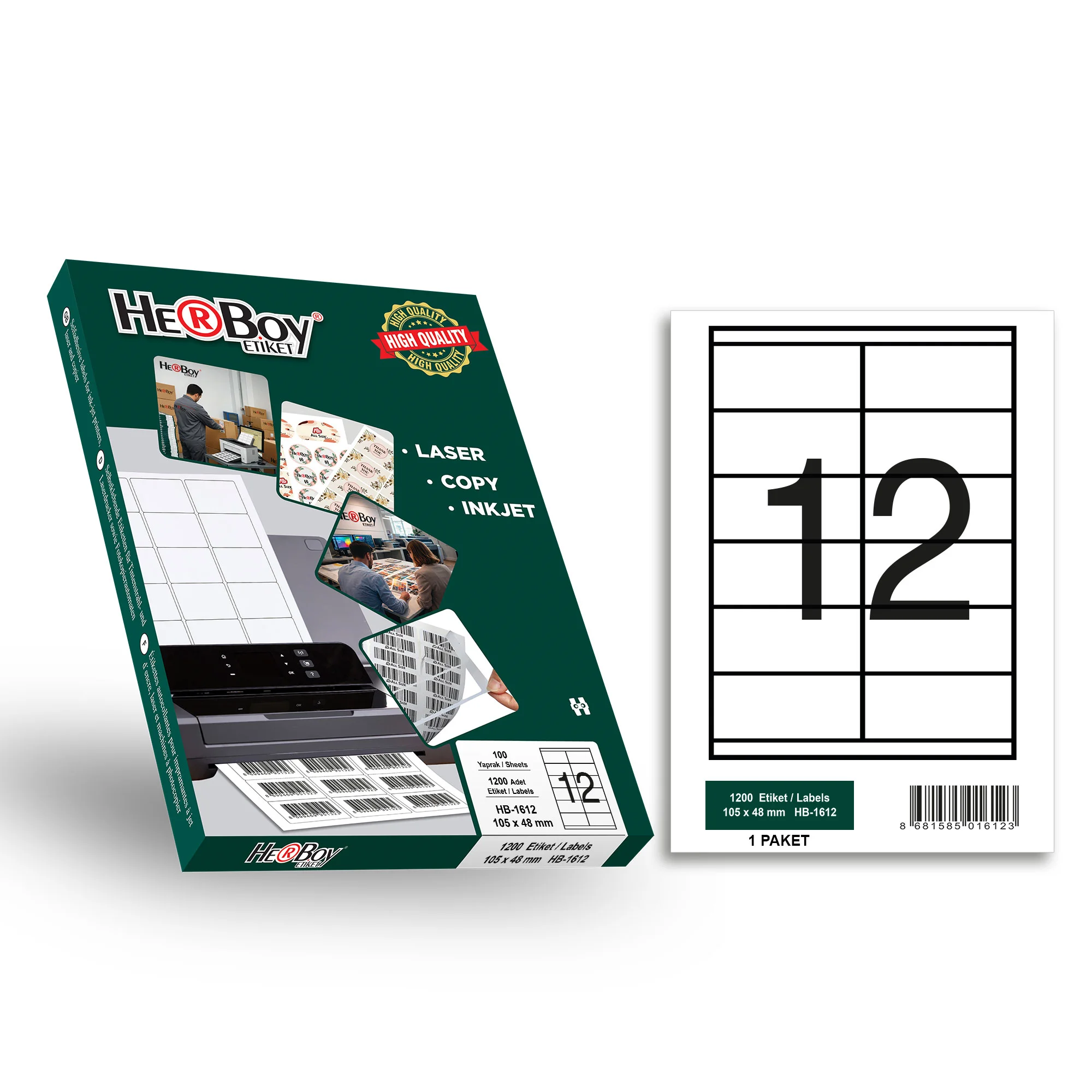 HERBOY LAZER ETİKET 105 X 48 MM - HB-1612