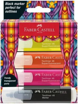 FABER FOSFORLU KALEM GLASSY NEON 4 LÜ SET 10 LU STAND 254693