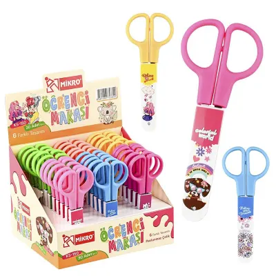 MİKRO MAKAS ÖĞRENCİ KORUMALI KIZ STANDLI KS150