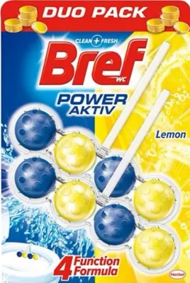 BREF KLOZET KOKUSU POWER AKTIV İKİLİ 8 TOP LİMON 100g