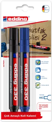 EDDING PERMANENT MARKÖR E-330 2 Lİ BLS. SİYAH & MAVİ