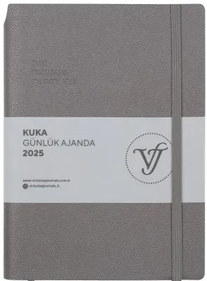 VJ AJANDA 2025 GÜNLÜK A5 KUKA IVORY 80 GR RENKLİ KENAR LASTİKLİ GRİ 416 SF. 124-1467