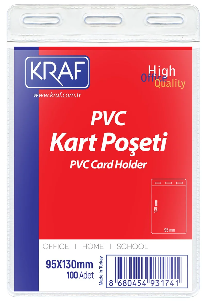 KRAF KART POŞETİ PVC 95x130mm 100 LÜ