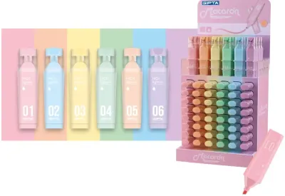 GIPTA FOSFORLU KALEM MACARON PASTEL 180 Lİ STAND F156600