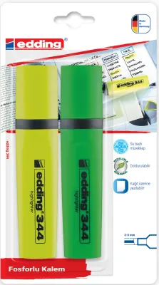EDDING FOSFORLU KALEM 344 2 LI BLS. SARI+YEŞİL